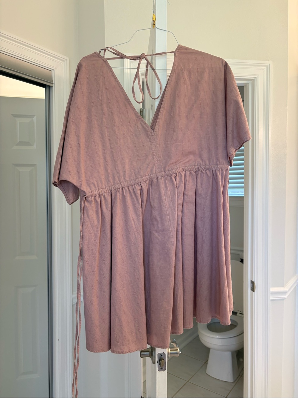 ASOS Dusty Rose V-Neck Babydoll Mini Dress